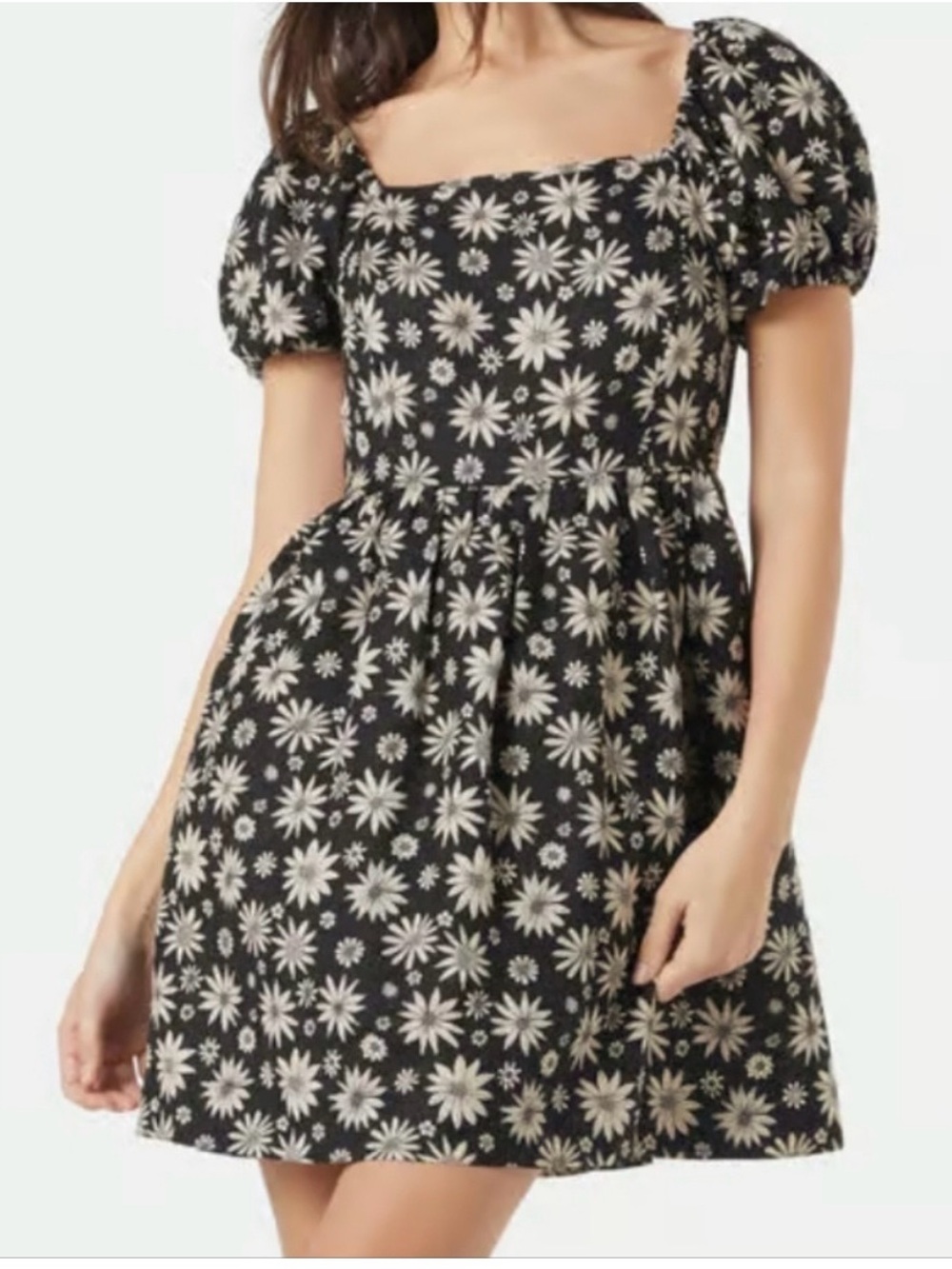 BNWOT Princess Highway Bree Ditzy Black Floral Puff Sleeve Mini Dress